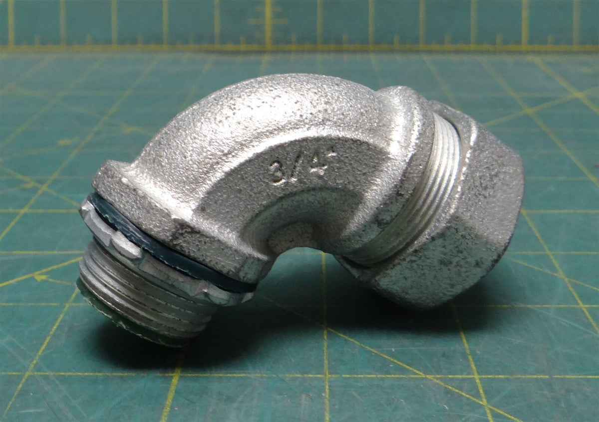 3/4" Liquid Tight Malleable Iron Insul 90° Elbow Connector 2.75"L x 3"H x 1.5"W
