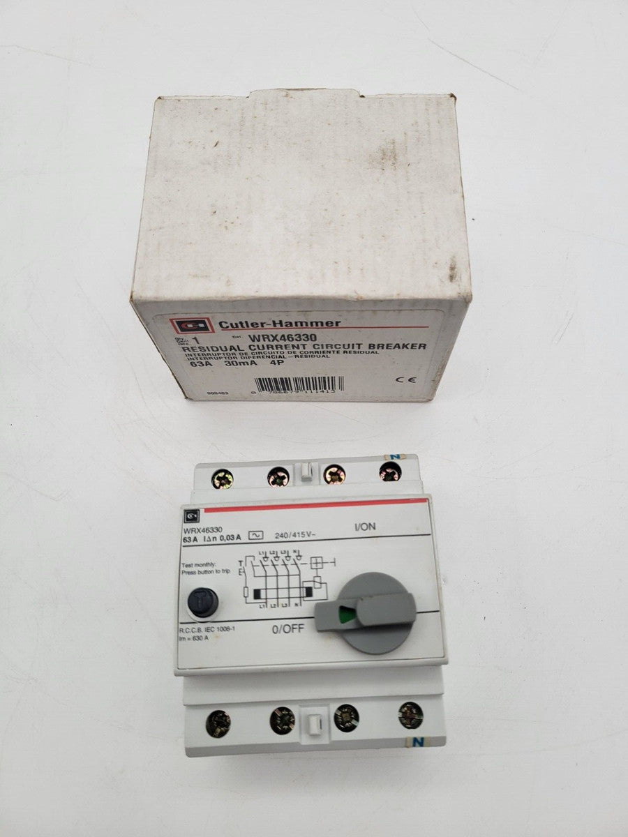 Cutler Hammer WRX46330	Residual Current Circuit Breaker 63 Amp 30mA 4 Pole 415V