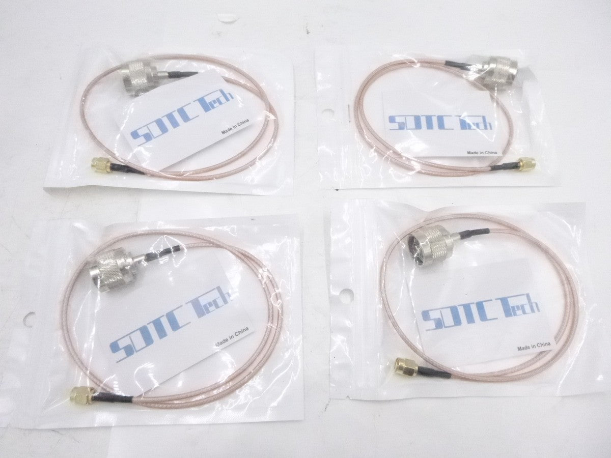 4 Pk SDTC Tech N Type Male to SMA Male Coaxial Adapter Cable Antenna Extd Wi-Fi