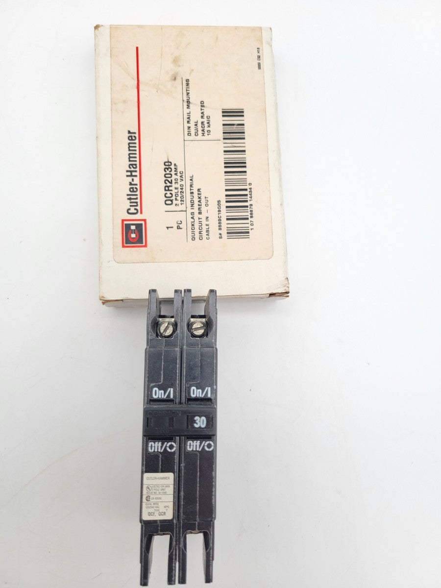 Cutler-Hammer QCR2030 Circuit Breaker 30 Amp 240 VAC 2 Pole DIN Rail Mount QCR