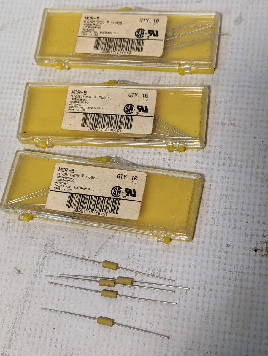 Lot of 25+ Bussmann MCR-5 Fuses, 5A, 125vac, Submini Axial Fuse
