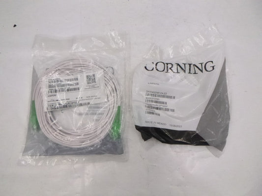 2 Pack 25' Corning SM Fiber Optic Patch Cable 444401UR1BF025F White 2.9mm SC/APC
