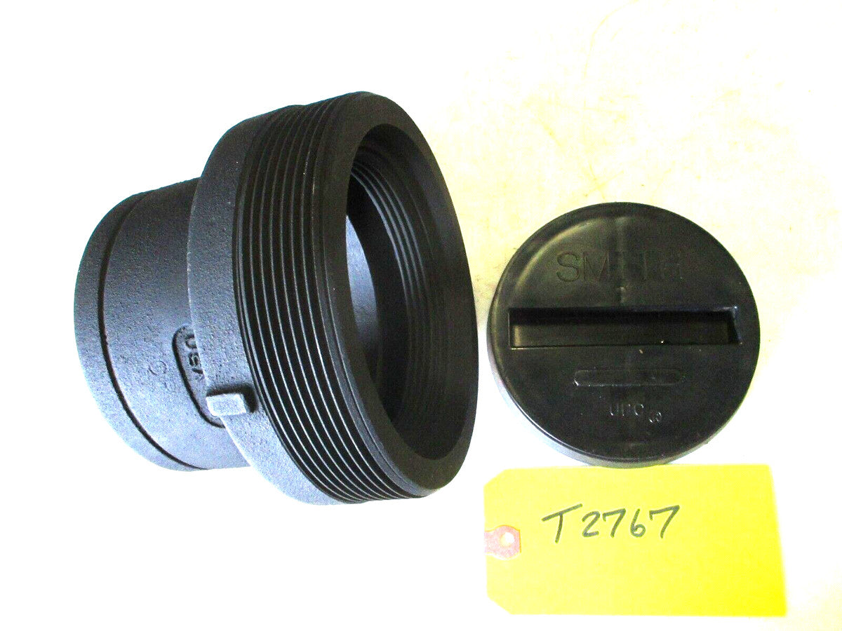 SMITH 35494 Cast Iron Pipe Cleanout 4" w/ Threaded Plastic Plug & Gasket