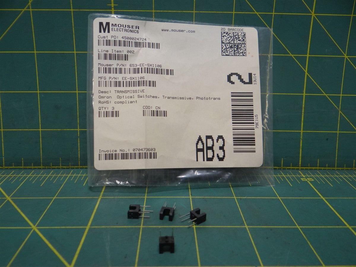 (Qty: 4) Omron Electronics Transmissive Phototransistor Optical Switch EE-SX1106