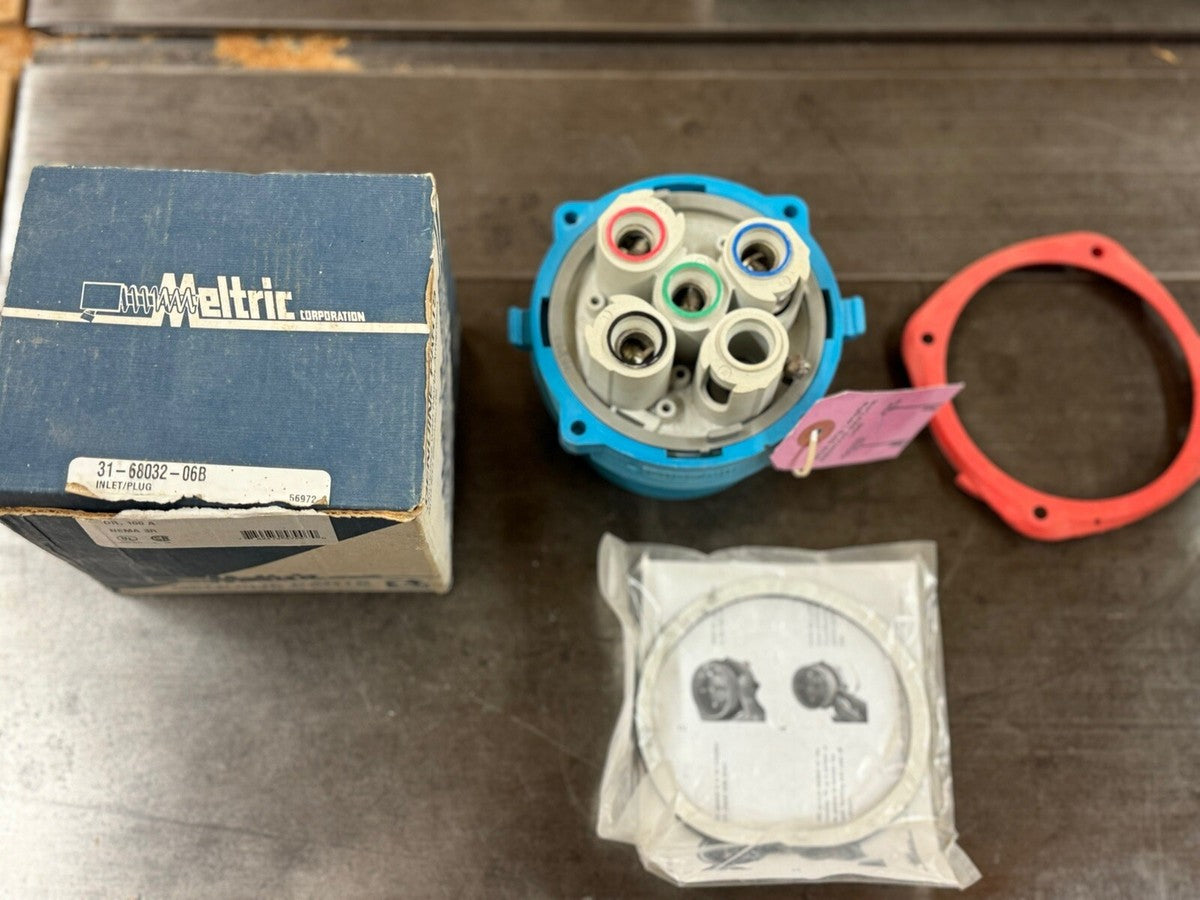 31-68032-06B Meltric Pin & Sleeve DR Contactors Poly Male Inlet 100A 250V 2P+E