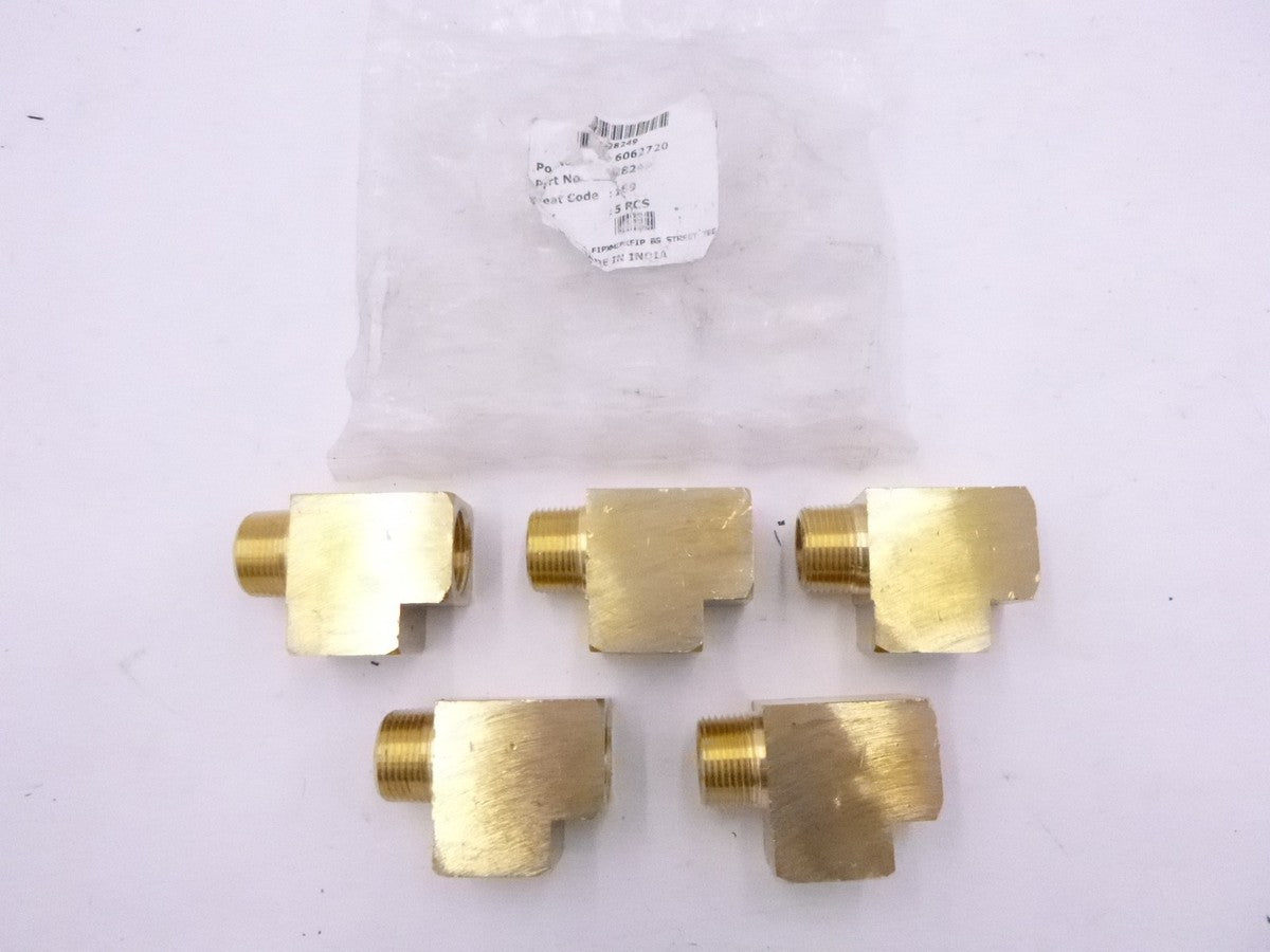 5 Pack 3/4" FNPT x 3/4" FNPT x 3/4" MNPT Brass Street Tees
