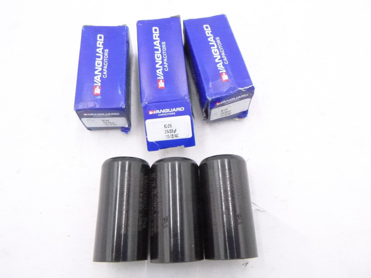 3 Pack Vanguard BC-216 Start Capacitor 216-259uF 110-125VAC 61B1D120216NCSX
