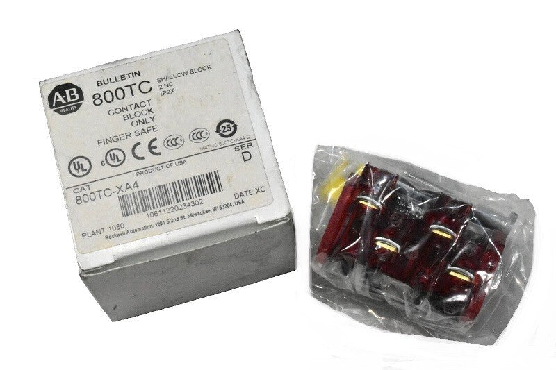 Allen Bradley 800TC-XA4 Finger Safe Contact Block 2 NC New