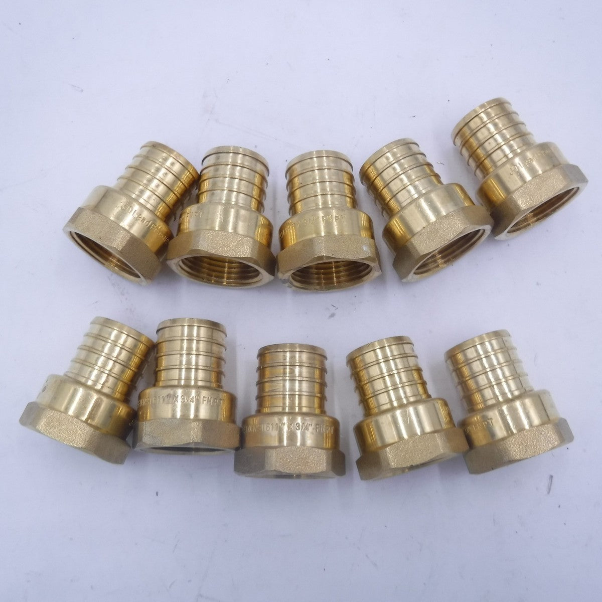 10 Pack 1" PEX Barb x 3/4" Female NPT Brass Adapter