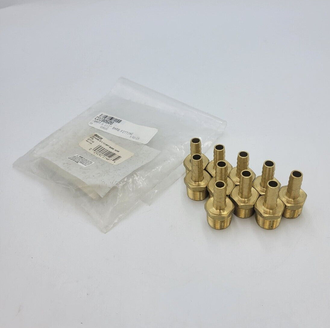 10PC Lot Brass Hose Male Fitting Fuel Air  Water Oil & Gas 3/8" MPT x 1/2" Barb