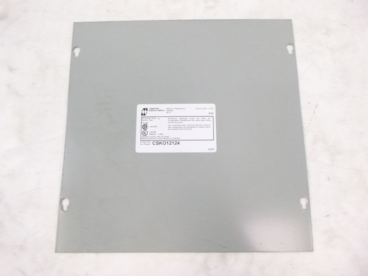 Hammond Manufacturing 12"x 12" Carbon Steel Type 1 Enclosure Cover CSKO12124