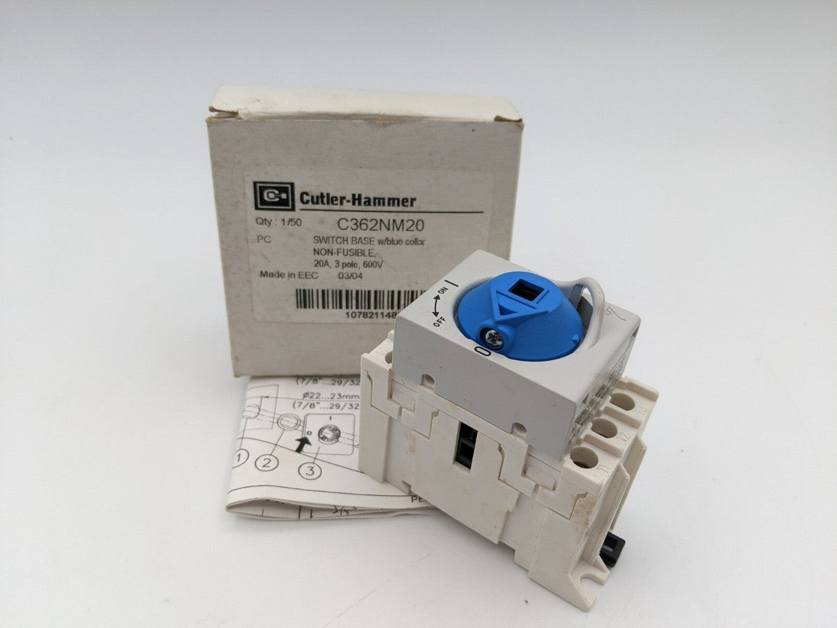 Cutler Hammer	C362NM20	Switch Base w Blue Collar Non-Fusible 20 Amp 3 Pole 600 V