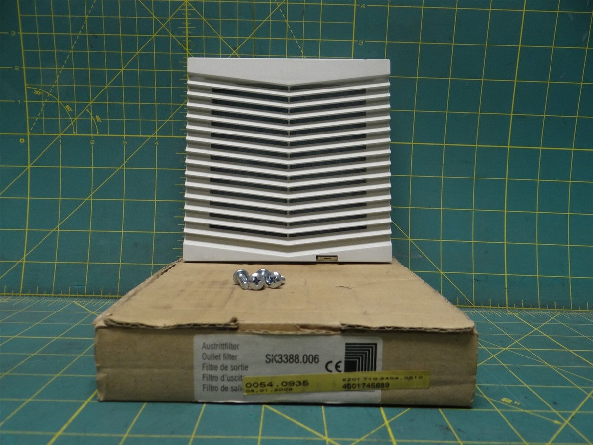 Rittal Outlet Filter SK3388.006 5-7/8" L x 5-7/8" W x 1" H Light Grey w/Screws