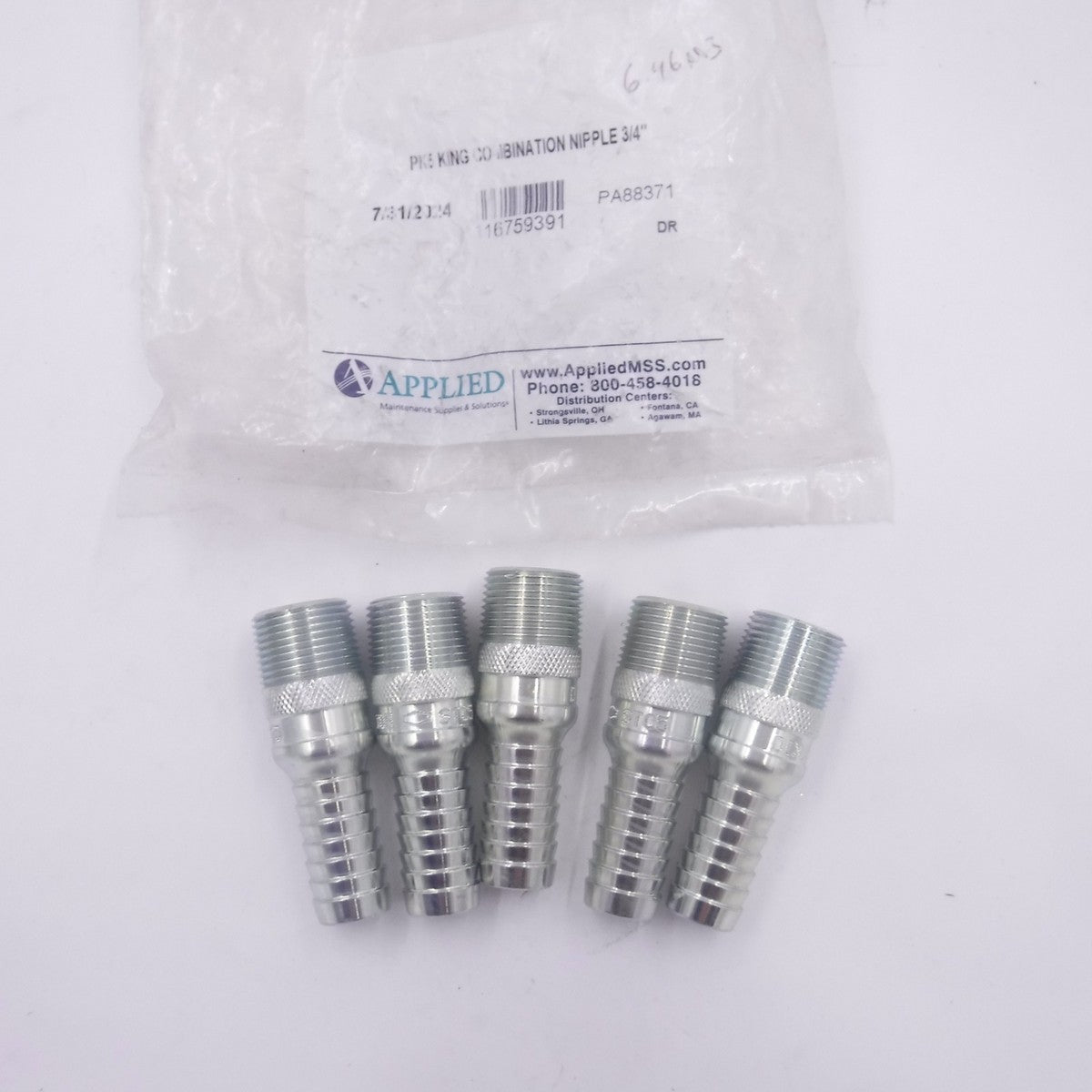 5 Pack Dixon STC5 King Combination Nipples 3/4" NPT Threaded Plated Steel