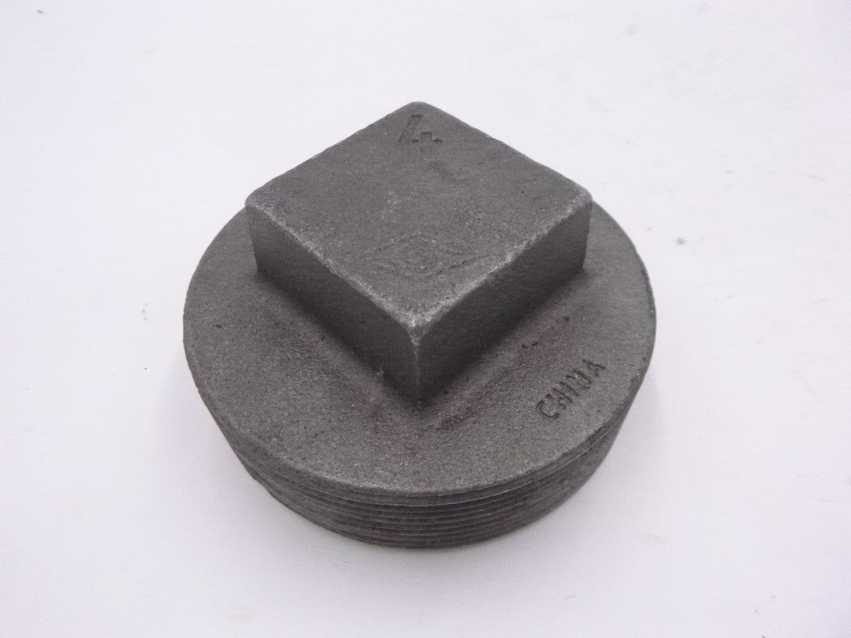 Everflow 4" Square Head Plug Black Iron Threaded