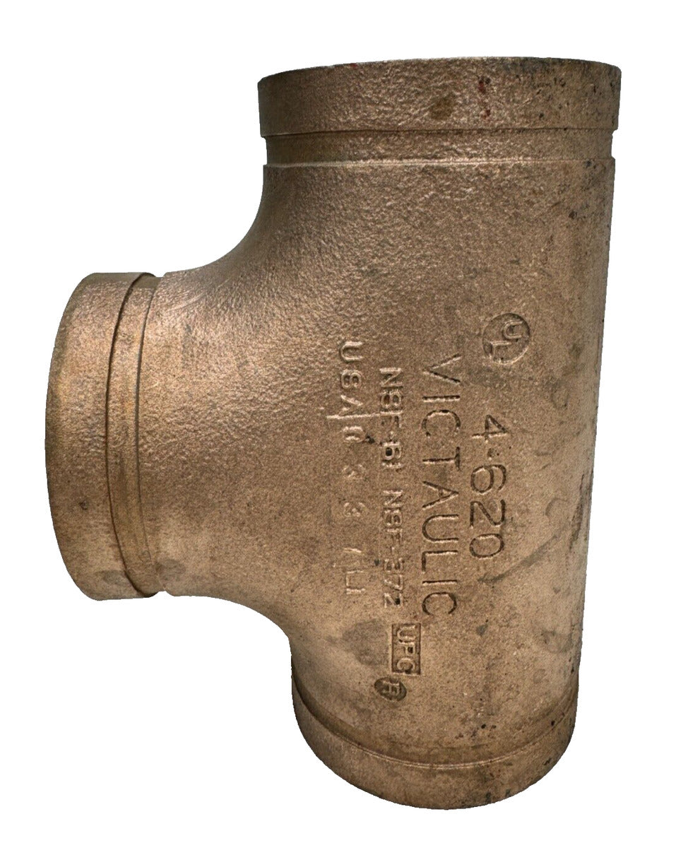 Victaulic 4" (4.125 OD) CTS Type 620 Straight Tee Grooved End Copper Fitting
