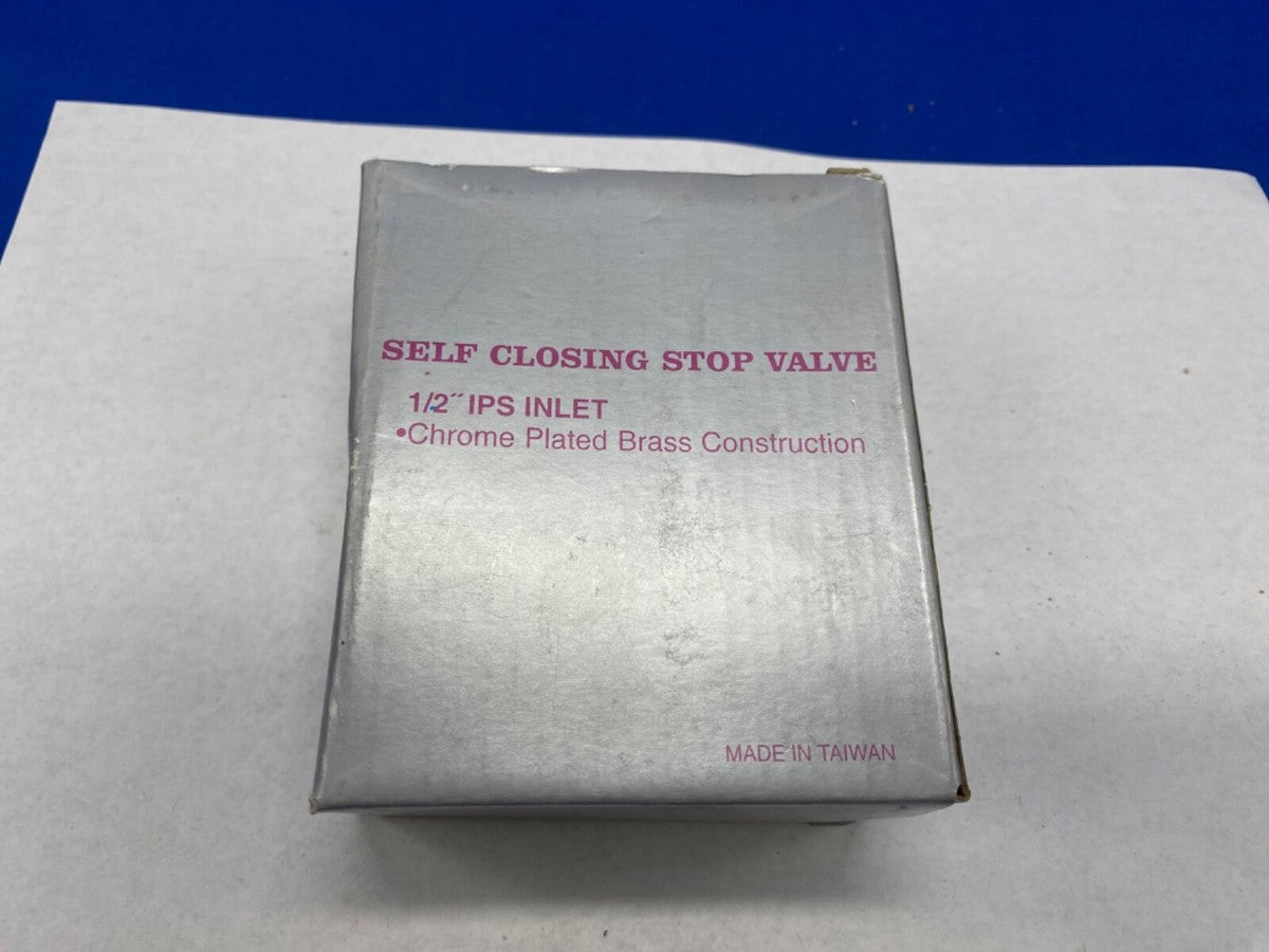 Self Closing stop valve Lever Handle chrome plated brass construction 1/2” IPS
