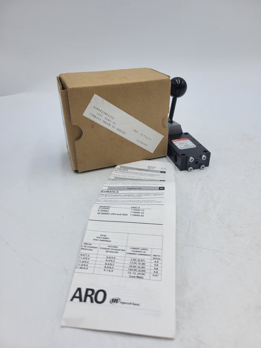 ARO 5040-10 Manual Air Control Hand Lever Valve 4-Way 1/8" Port Size 50 Series