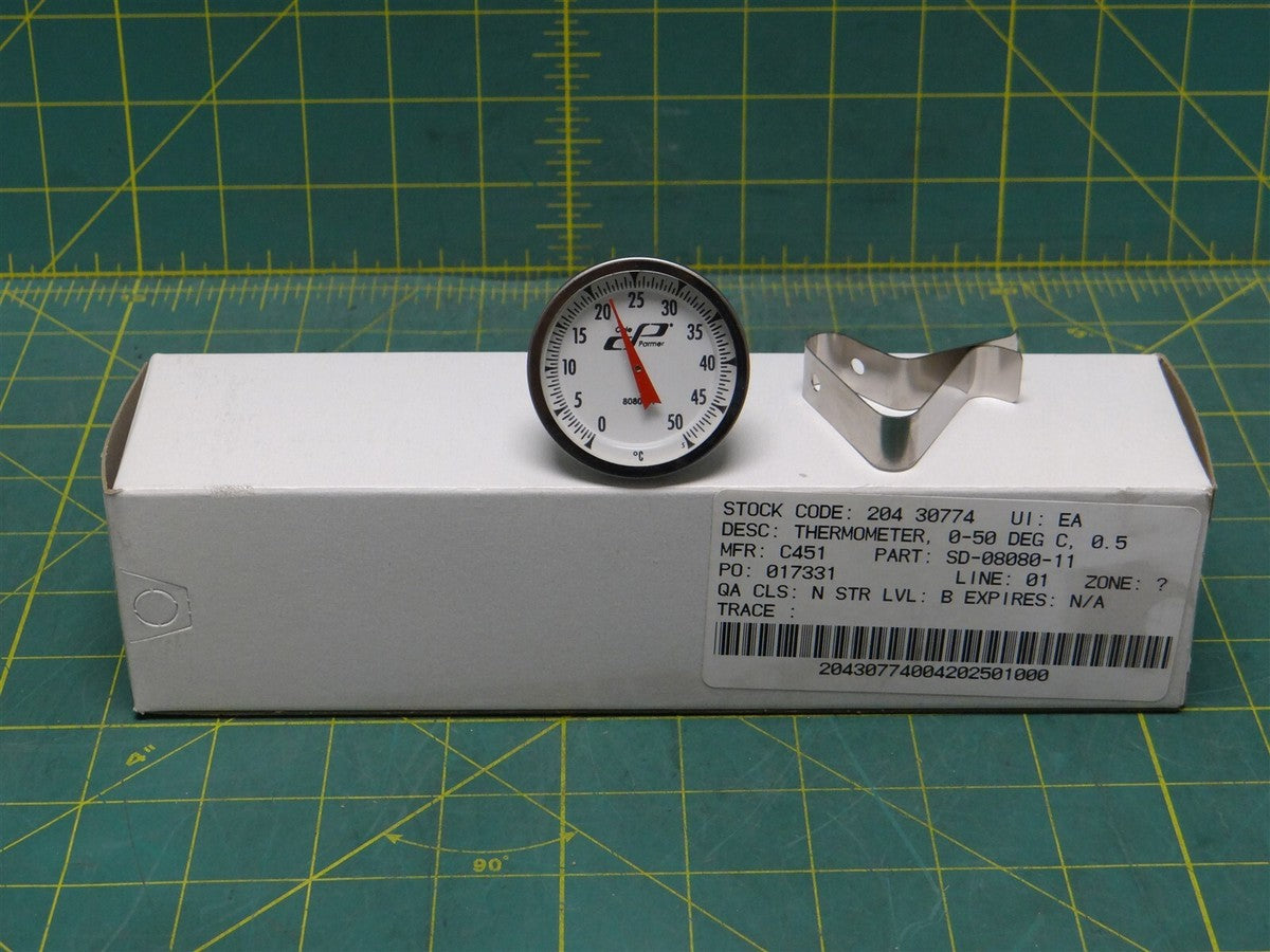 Cole-Parmer Digi-Sense 1.75" Thermometer; 8" L; Range 0 - 50C SD-08080-11