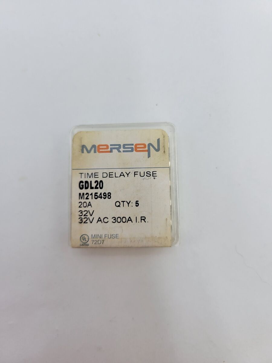 5Pc Set Mersen GDL20 Low Voltage Time Delay Miniature Fuse Glass Body 20A 32VAC