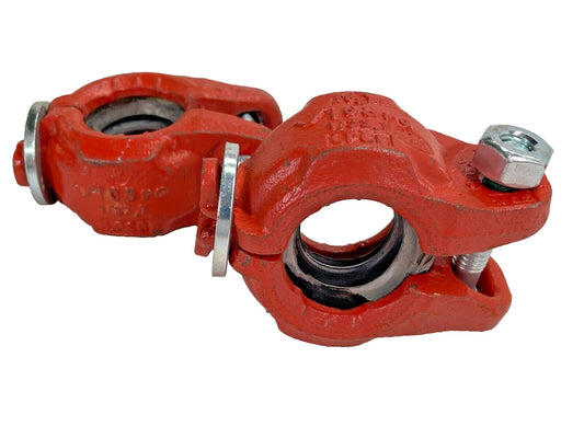 (2) Victaulic Firelock IGS 108 1" Install Ready 1-Bolt Rigid Coupling Fitting