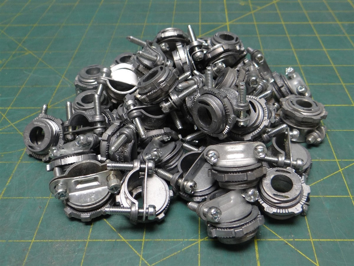 (Qty: 100) Steel Electric C23C 3/8" Conduit Connector Zinc Twin Screw/Clamp Type