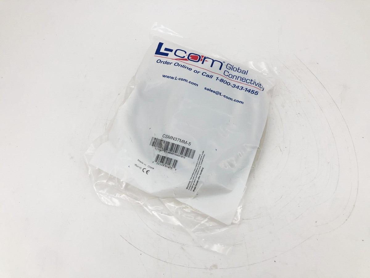 New L-Com CSMN37MM-5 Molded D-Sub Cable DB37 Male / Male 5FT.