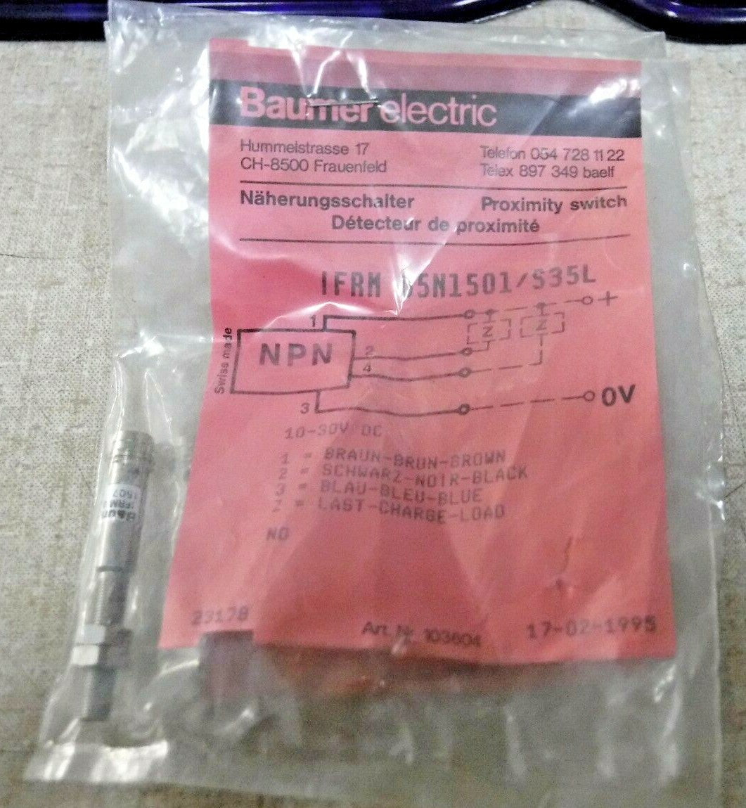 Baumer Electric IFRM 05N1501/S35L Proximity Switch 10-30 VDC (Lot of 2) "NEW"