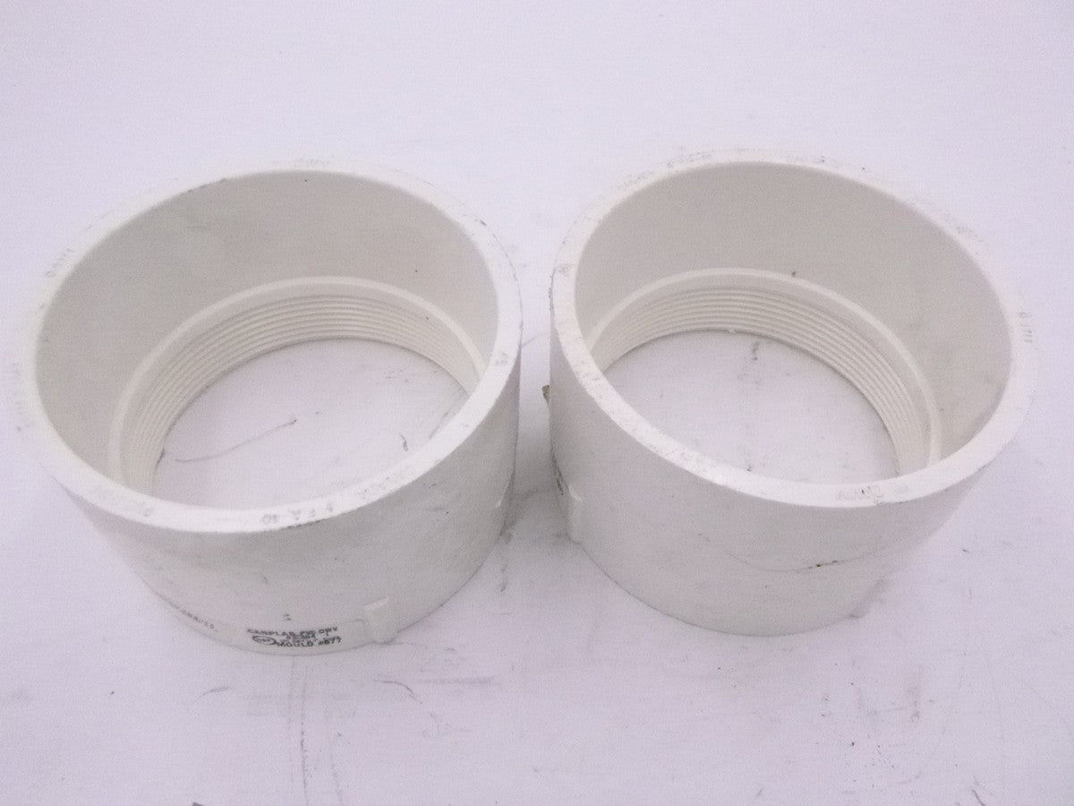 2 Pack Canplas 192894 4" FNPT x HUB PVC Pipe Adapters
