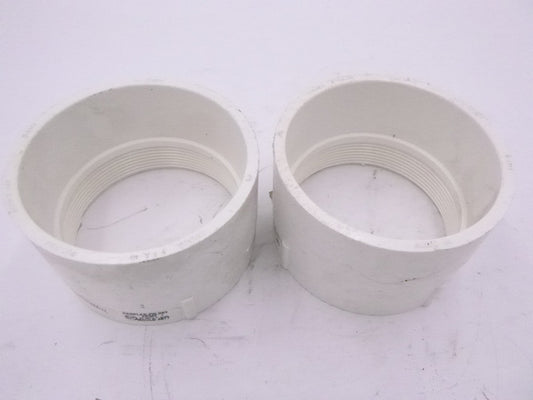 2 Pack Canplas 192894 4" FNPT x HUB PVC Pipe Adapters