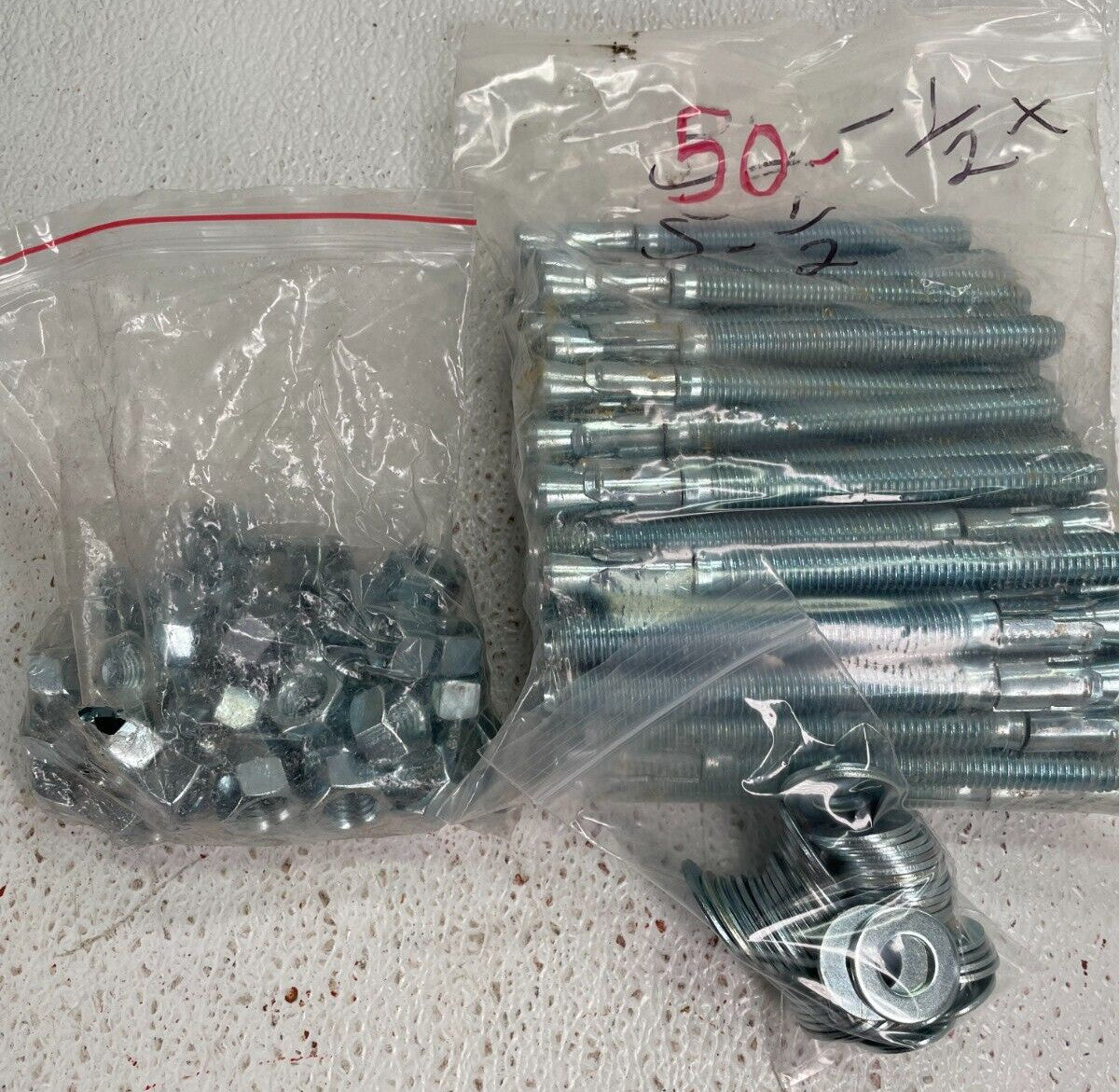 (50) POWERS 1/2" X 5-1/2" Expansion Wedge Anchor Zinc Coated w/ Nuts & Washers