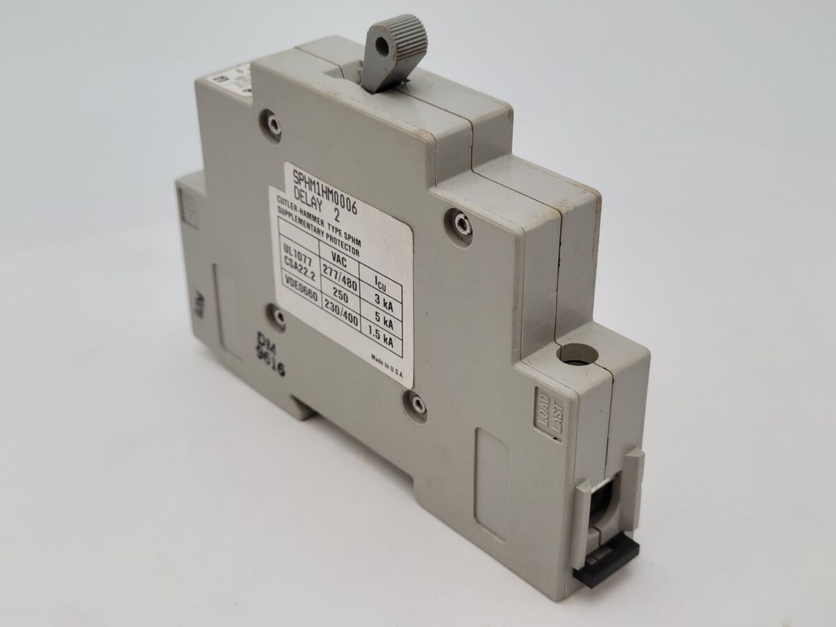 Cutler-Hammer SPHM1HM0006 DIN Rail Circuit Breaker 6A 277/480V 1P 1PH Type SPHM
