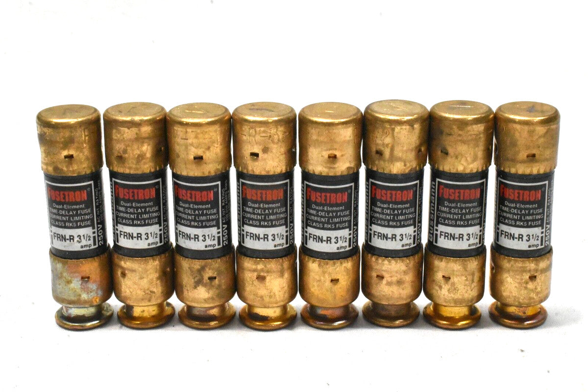 [Lot of 8] Bussmann FRN-R-3-1/2 Fusetron Time Delay RK5 Fuse 250VAC, 3.5A