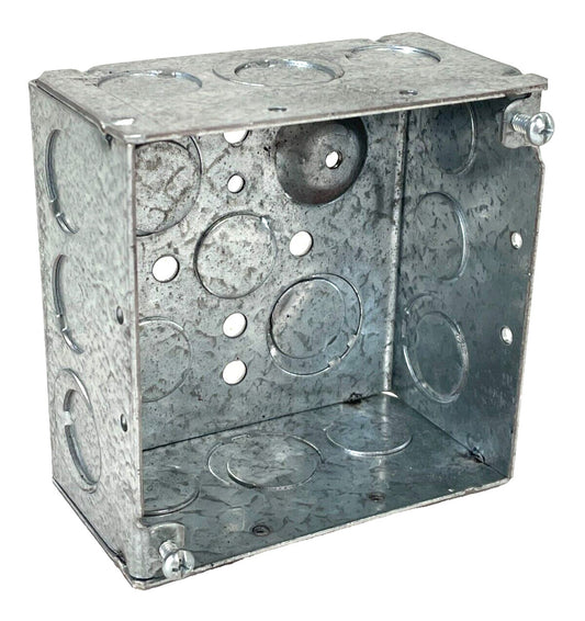(Lot of 11) Electrical Box, Square, 4 x 4 x 2, 30 Cu. In., 1/2" & 3/4" Knockout