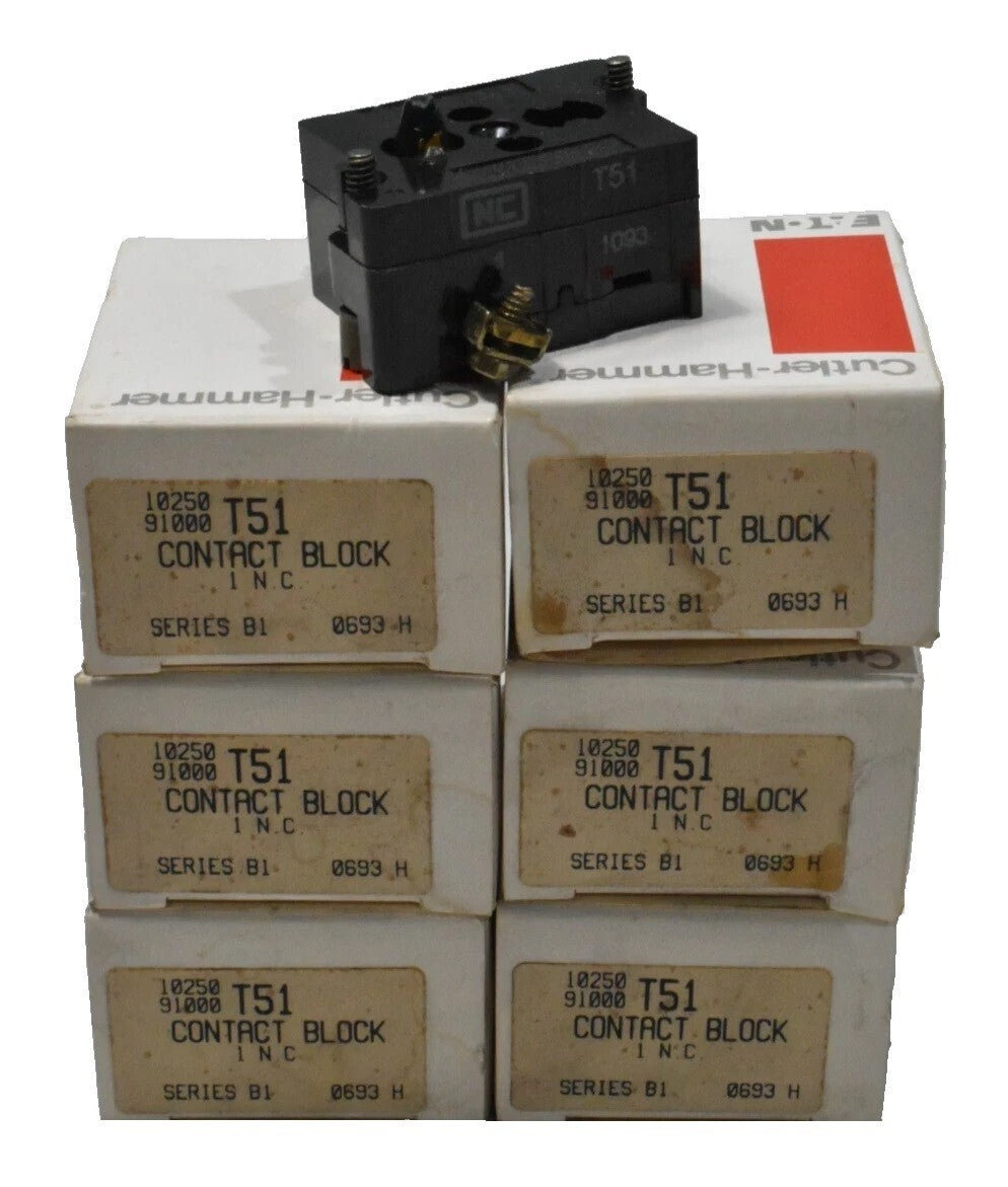 [Lot of 6] Cutler-Hammer 10250T51 Series B1 Contact Block 1 NC, 10250/91000 T51