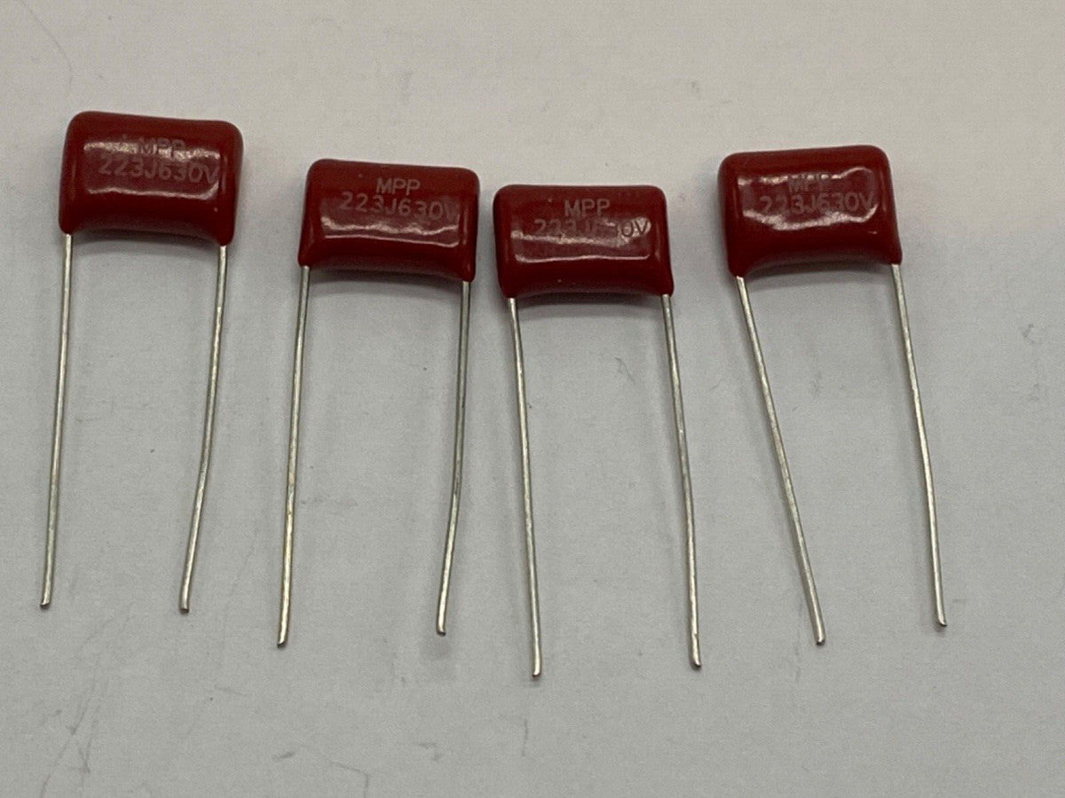Pack of 4, MPP Metalized Plastic Film capacitor 223J630V radial lead .022uf/630V