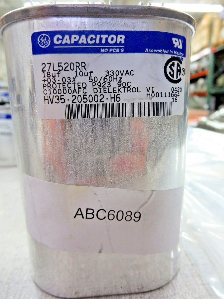 General Electric 27L520RR Oval Capacitor (18uF, 10uF, 330VAC, 50/60Hz) "NEW"