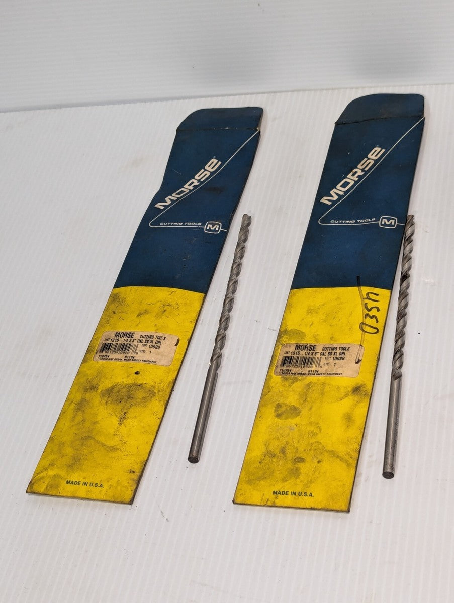 MORSE CUTTING TOOLS, #1315, 1/4x8" Oal SS Drl, one used, one new