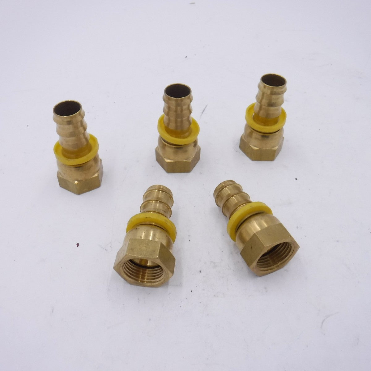 5 Pack 3/4" Push On Lock Hose Barb x 3/4" Female 37° Swivel Brass