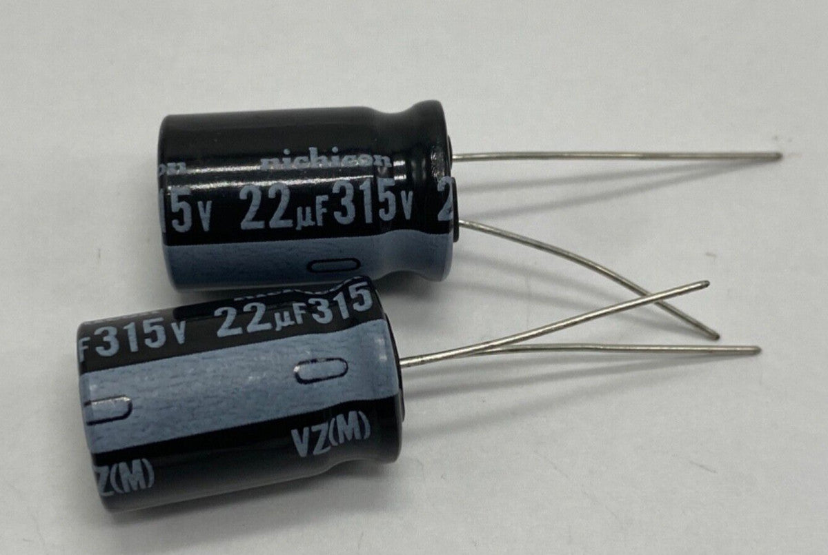Pack of 2, Nichicon UVZ2F220MHD electrolytic capacitor radial lead 22uf/315V