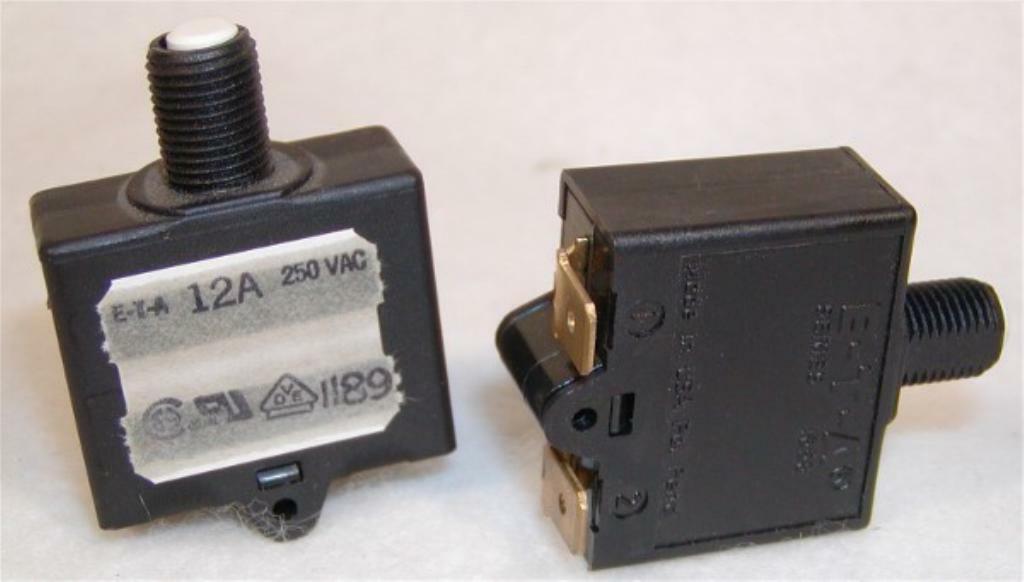 Lot of 4 -  ETA  1658-G21-00-P13 Circuit Breaker Type 1658, 12Amp 250VAC 28VDC.