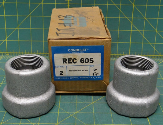 2 Crouse Hinds Reducer Coupling Threaded Adapters PN: RED 605 2" to 1 1/2"
