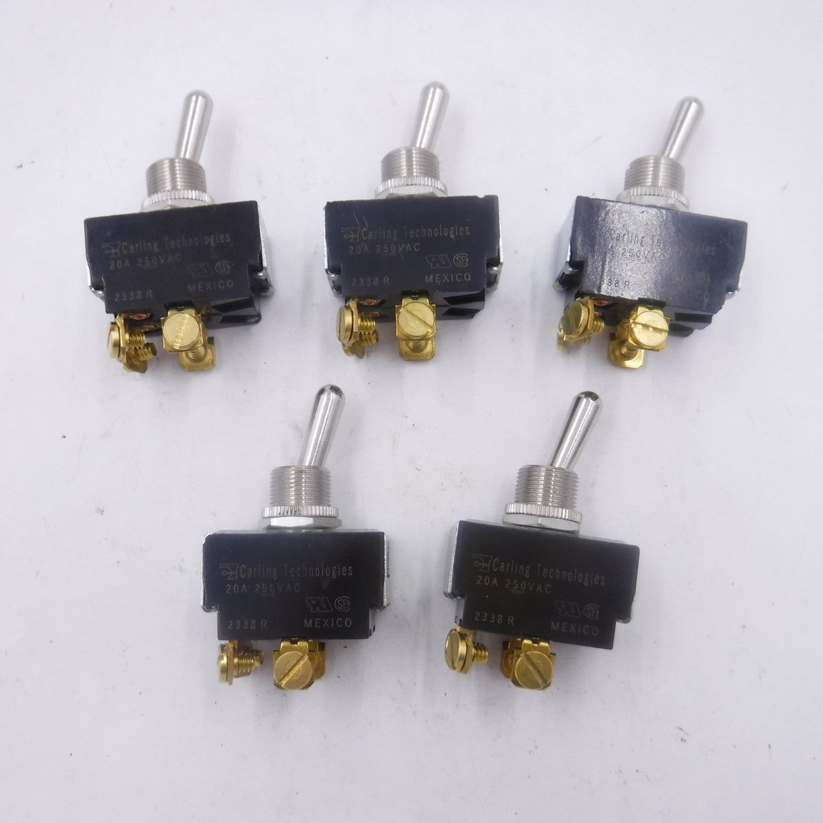 5 Pack Carling 2 Position Toggle Switch 20A 250VAC 4 Connections 2338R