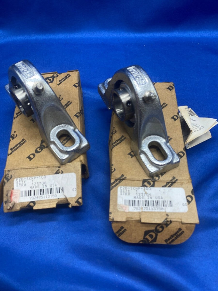 Bulk lot qty 2, Dodge Nickle plated pillow block bearings P2B-SCNP-100, 123706