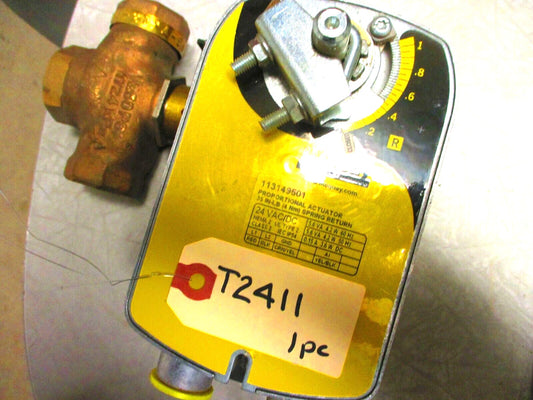 3-WAY Brass Globe Style Valve 1" NPT w/ MCQUAY 113149501 Actuator Motor 24VAC/DC
