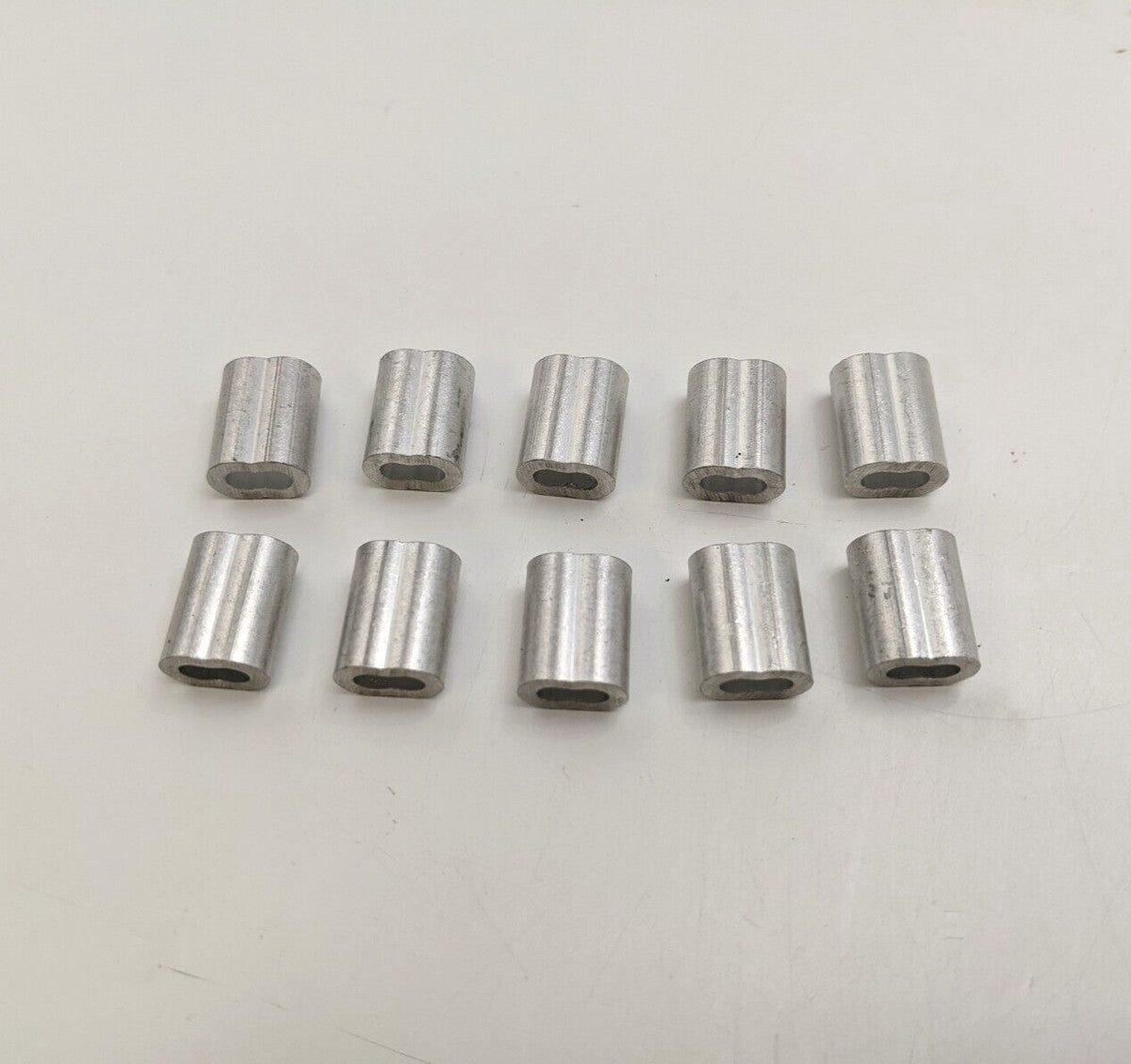 10PC 1/8" Aluminum Sleeves Crimp Fitting Wire Rope Cable Clip Loop ALU 1/8 in