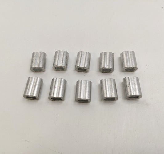 10PC 1/8" Aluminum Sleeves Crimp Fitting Wire Rope Cable Clip Loop ALU 1/8 in