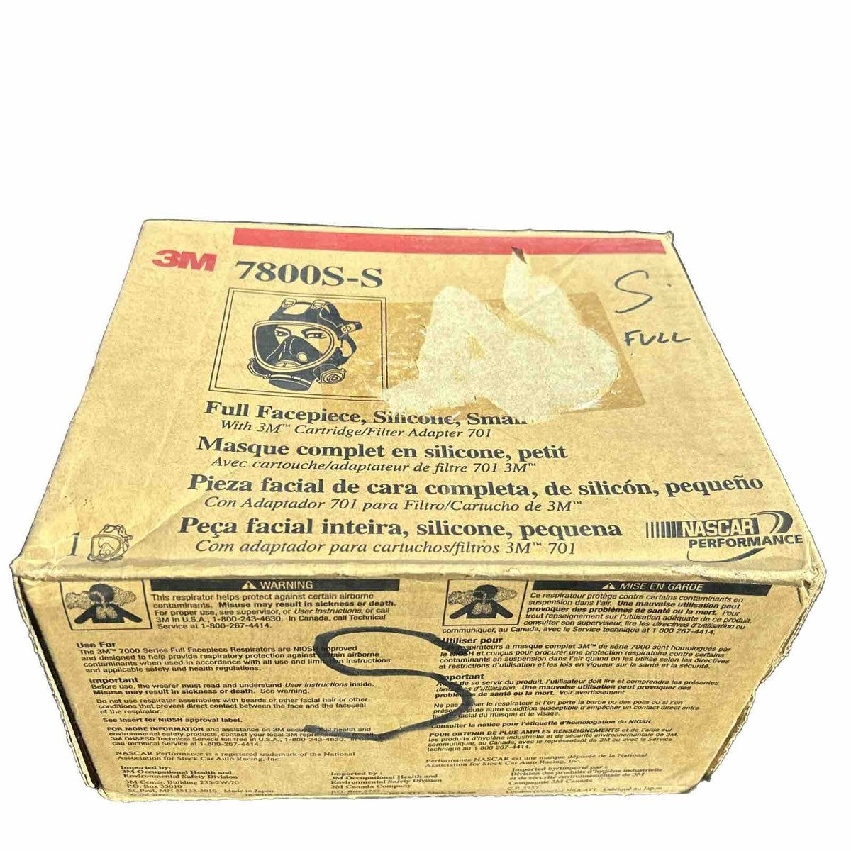 3M Full Facepiece Reusable Respirator Size Small 7800S-S.Brand New In Sealed Box