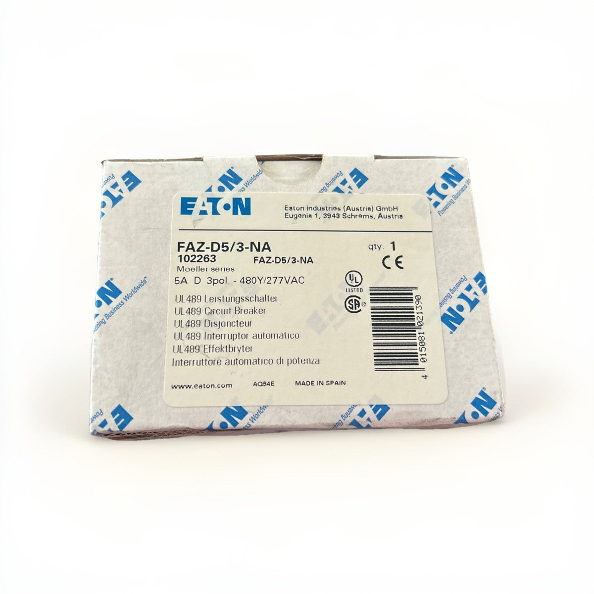 NEW IN BOX! EATON FAZ-D5/3-NA 3 Pole 5A Circuit Breaker. FREE SHIPPING!    C10