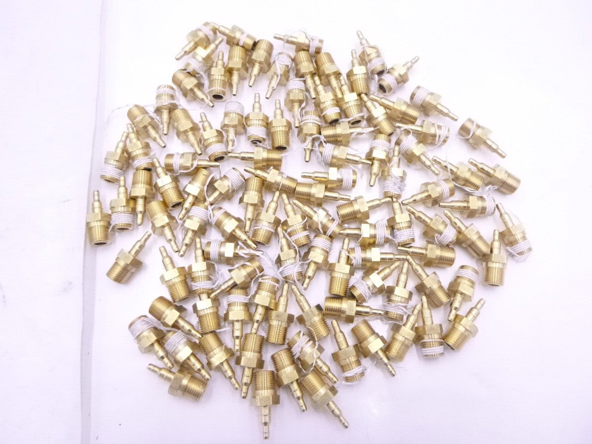 100 Pack 28-4-5/32-2 Brass Pneumatic Dubl-Barb for Tubing 5/32 X 1/4 X 1/8